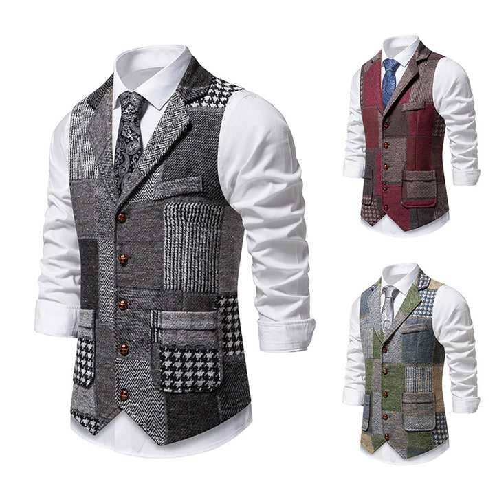 Herren elegante Patchwork Weste Aliams