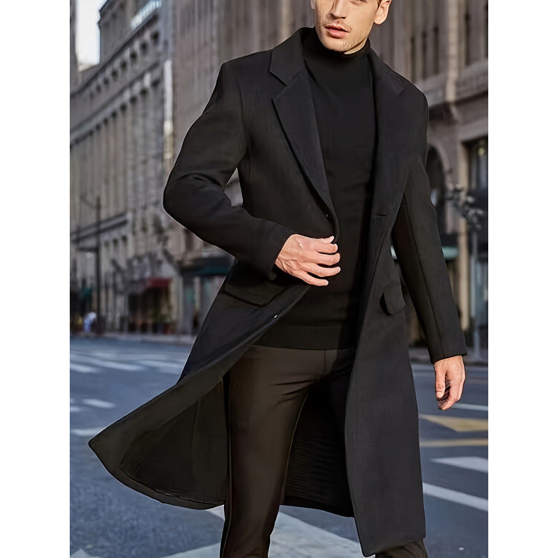 Herren eleganter Langmantel mit strukturiertem Design Aliams