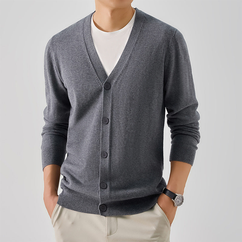 Herren elegante Strickjacke mit V-Ausschnitt Aliams