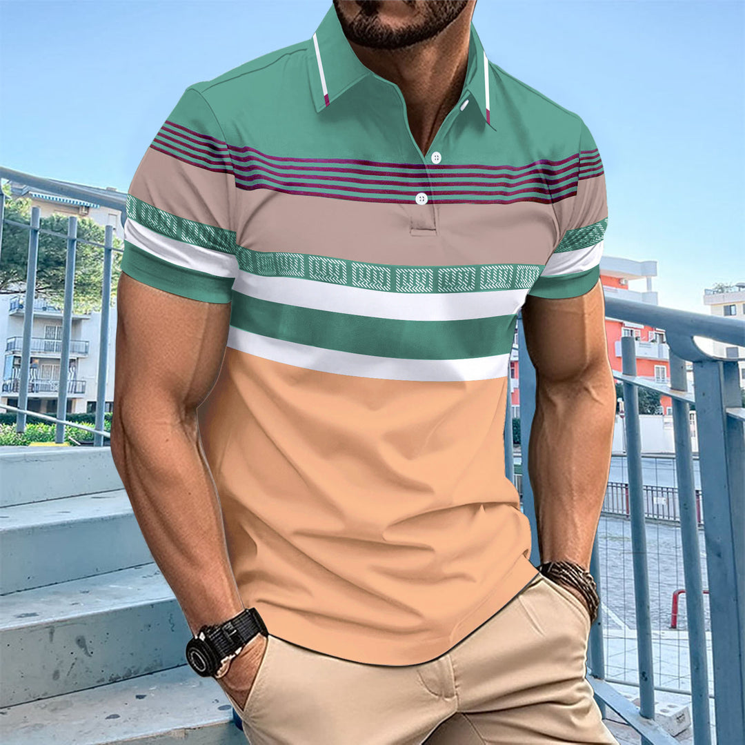 Herren Poloshirt mit modischem Streifenmuster Aliams