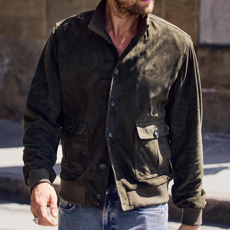 Herren elegante Wildlederjacke mit modernen Details Aliams