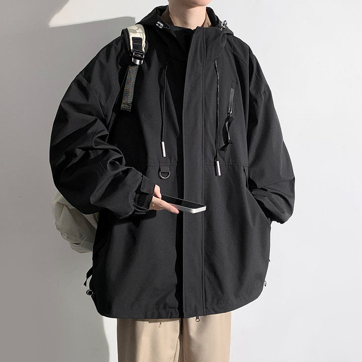 Herren wetterfeste Übergangsjacke mit verstellbarem Kapuzenkragen und praktischen Taschen Aliams