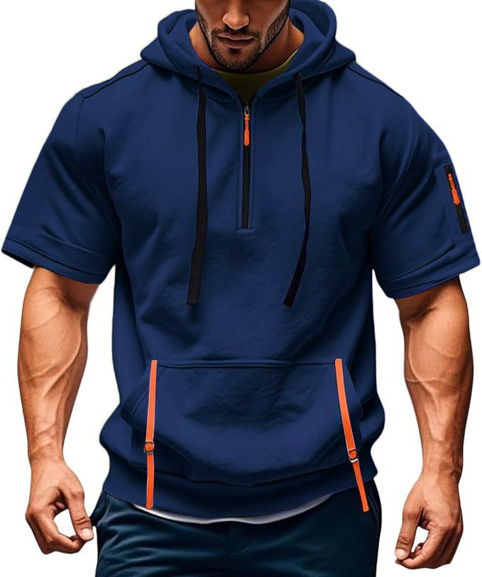 Herren Kurzarm-Hoodie mit praktischem Reißverschluss Aliams