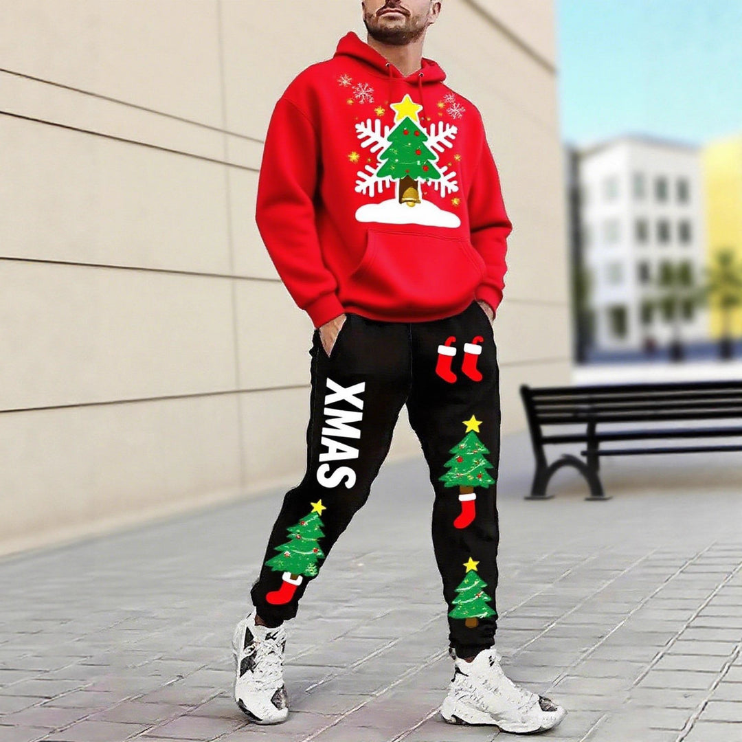Herren Weihnachtsmotiviere Kapuzenpullover und Jogginghose Set Aliams