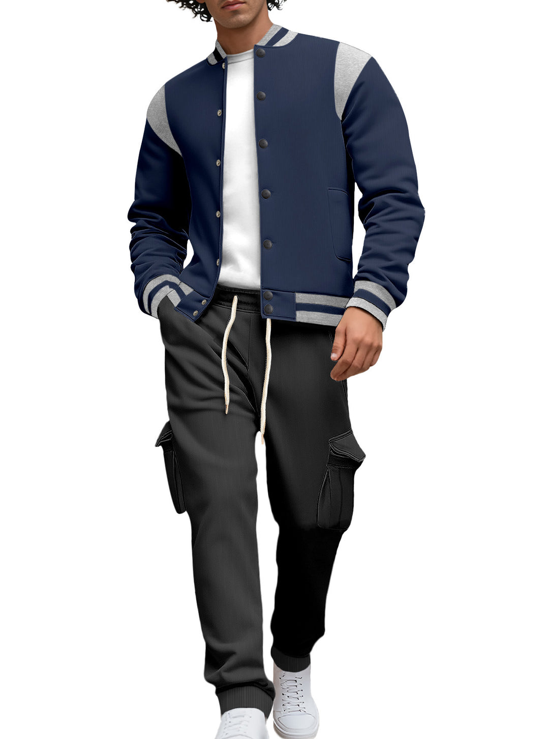 Herren stylische College-Jacke mit asymmetrischem Design Aliams