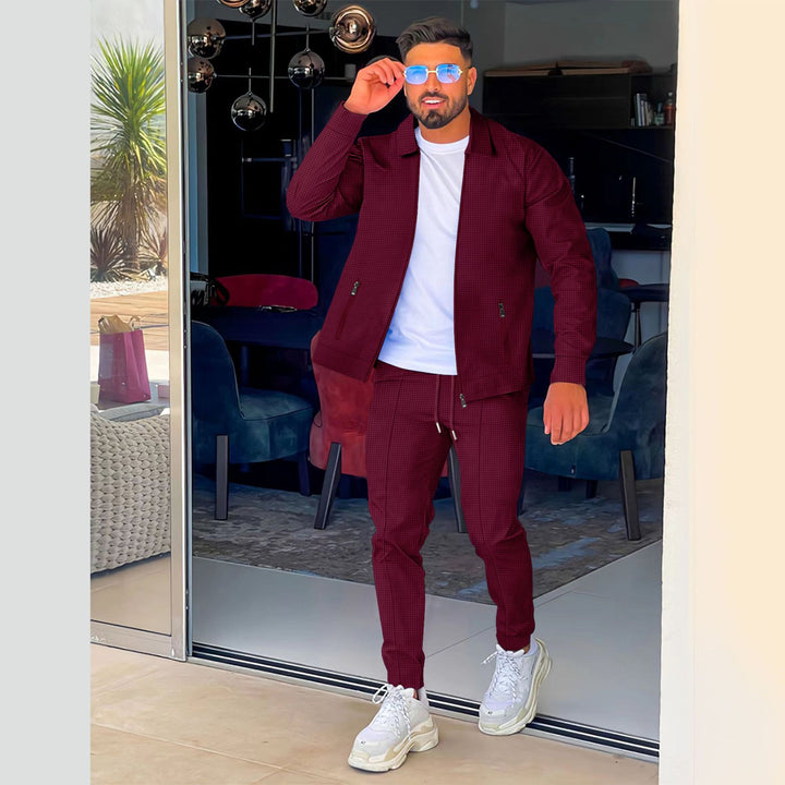 Herren eleganter und bequemer Sportanzug mit strukturierter Oberfläche Aliams