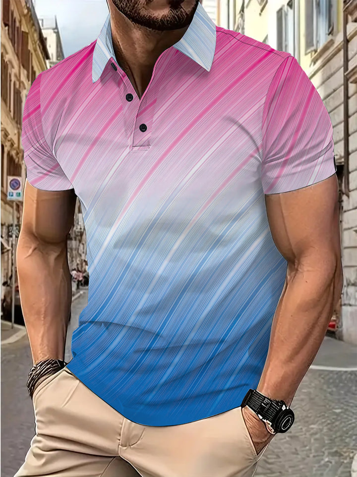 Herren Kurzarm Poloshirt mit modernem Farbverlauf Aliams
