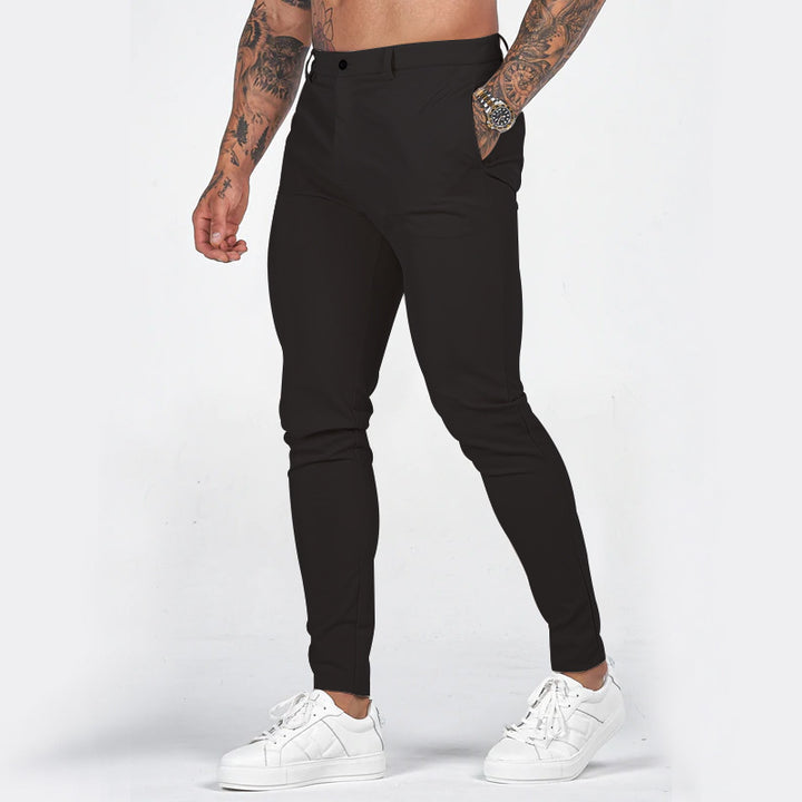 Herren elegante Slim-Fit Chinohose mit elastischem Bund und praktischen Taschen Aliams