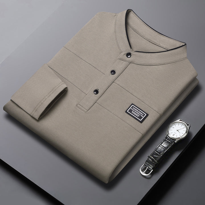 Herren Elegantes Langarm Polohemd mit modernem Kragen Aliams