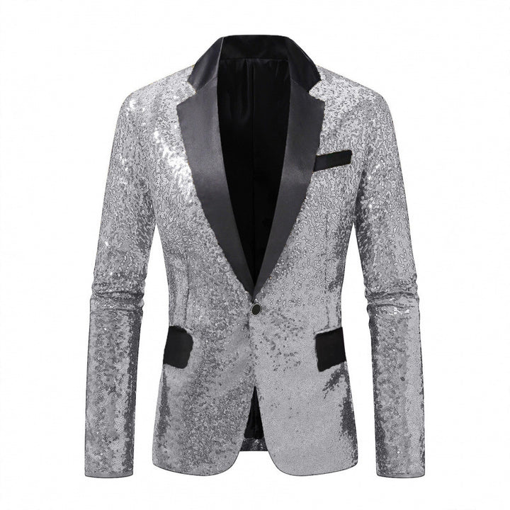 Herren Glamouröser Paillettenblazer mit elegantem Revers und modernem Schnitt Aliams