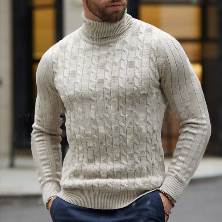 Herren Strickpullover mit schickem Rollkragen und strukturiertem Muster Aliams
