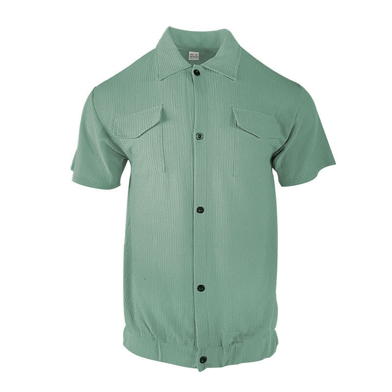 Herren Kurzarm-Hemd mit strukturiertem Stoff und zwei Brusttaschen Aliams