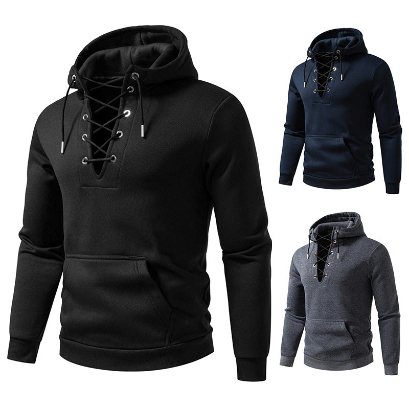 Herren Kapuzenpullover mit modischem Schnürdesign Aliams