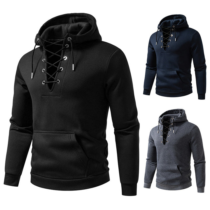 Herren Kapuzenpullover mit modischem Schnürdesign Aliams