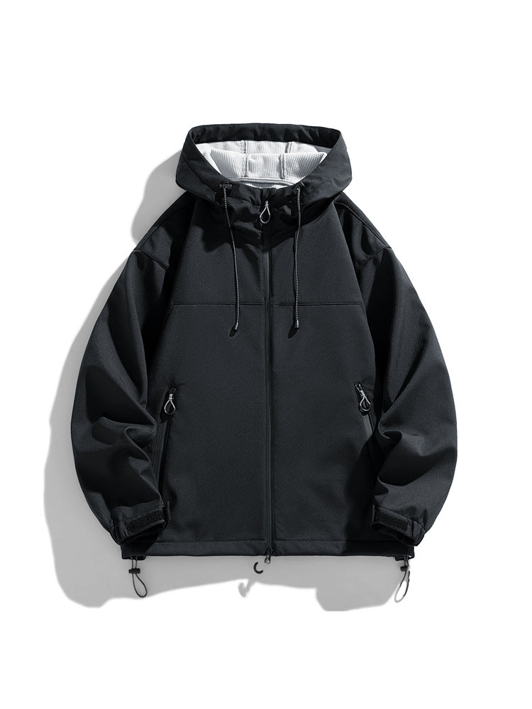 Herren funktionale und winddichte Outdoorjacke mit verstellbarer Kapuze Aliams