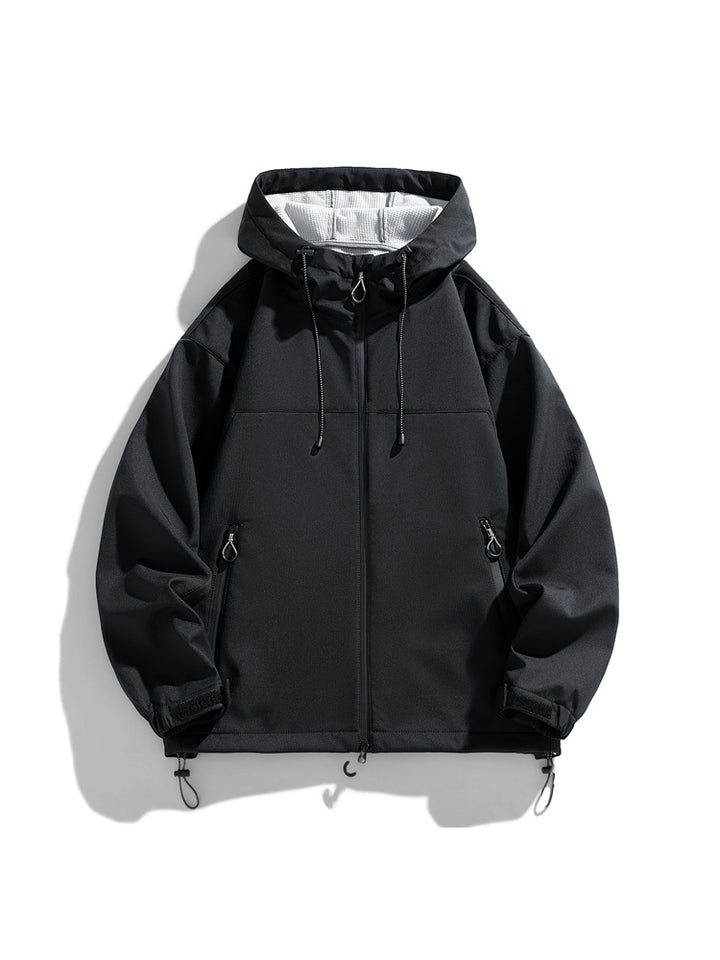 Herren funktionale und winddichte Outdoorjacke mit verstellbarer Kapuze Aliams