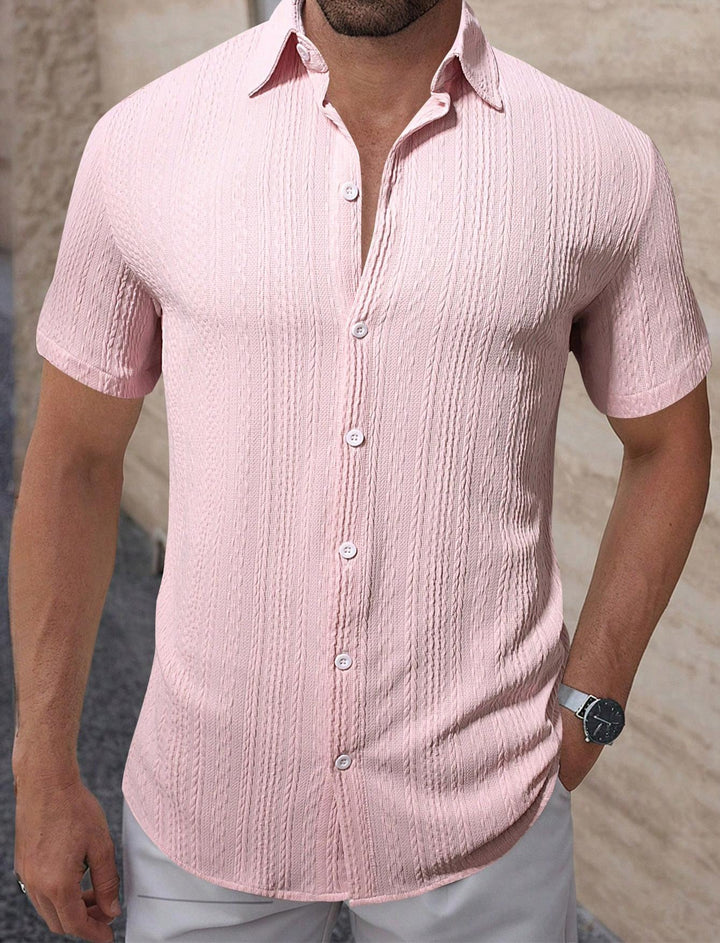 Herren Kurzarm-Hemd mit strukturiertem Muster Aliams