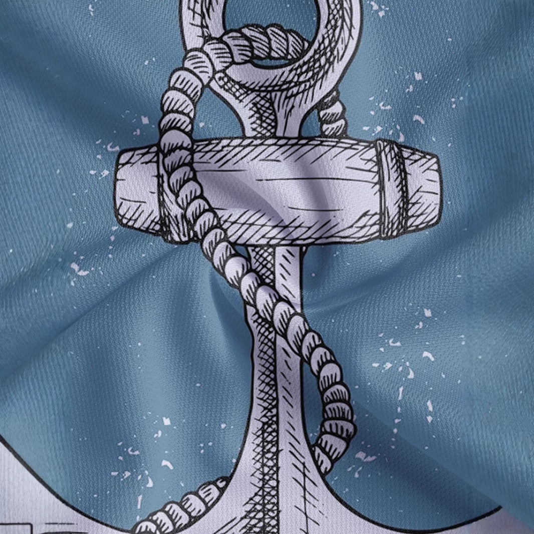 Herren Kurzarm Poloshirt mit maritimem Ankerdesign Aliams