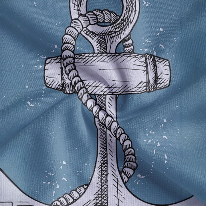 Herren Kurzarm Poloshirt mit maritimem Ankerdesign Aliams