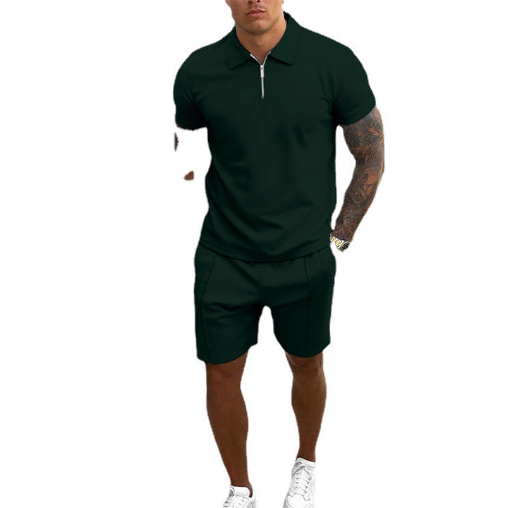 Herren Freizeit-Zip-Up Polo und Shorts Set Aliams