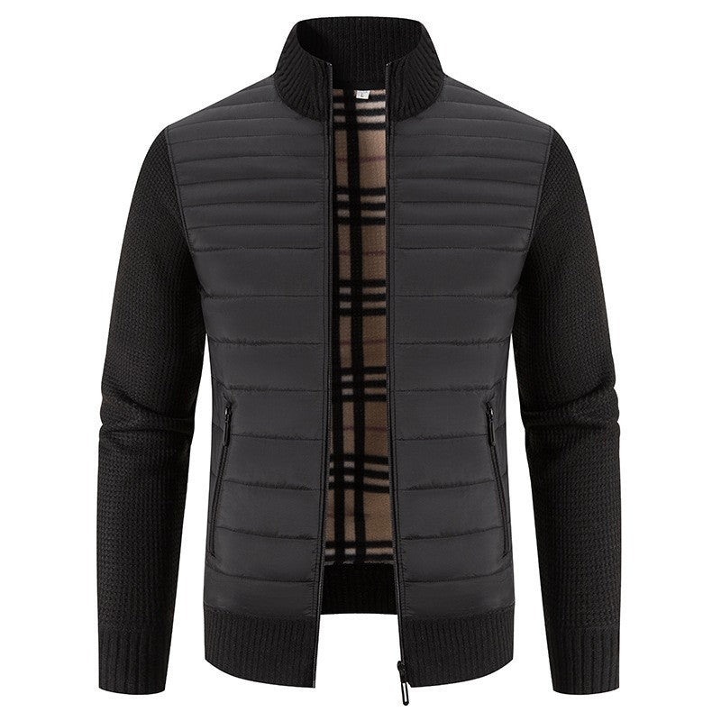 Herren Steppjacke mit modernem Strickärmeln und hohem Kragen Aliams