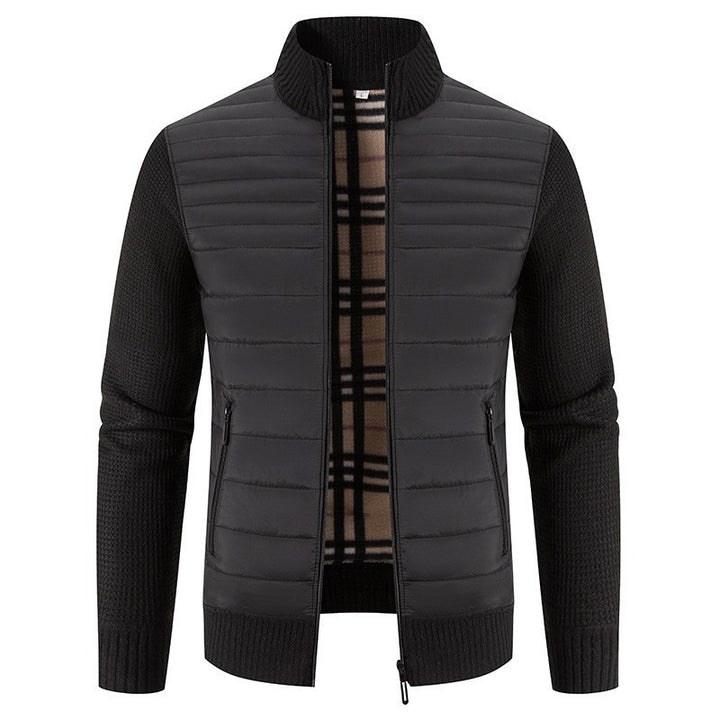 Herren Steppjacke mit modernem Strickärmeln und hohem Kragen Aliams
