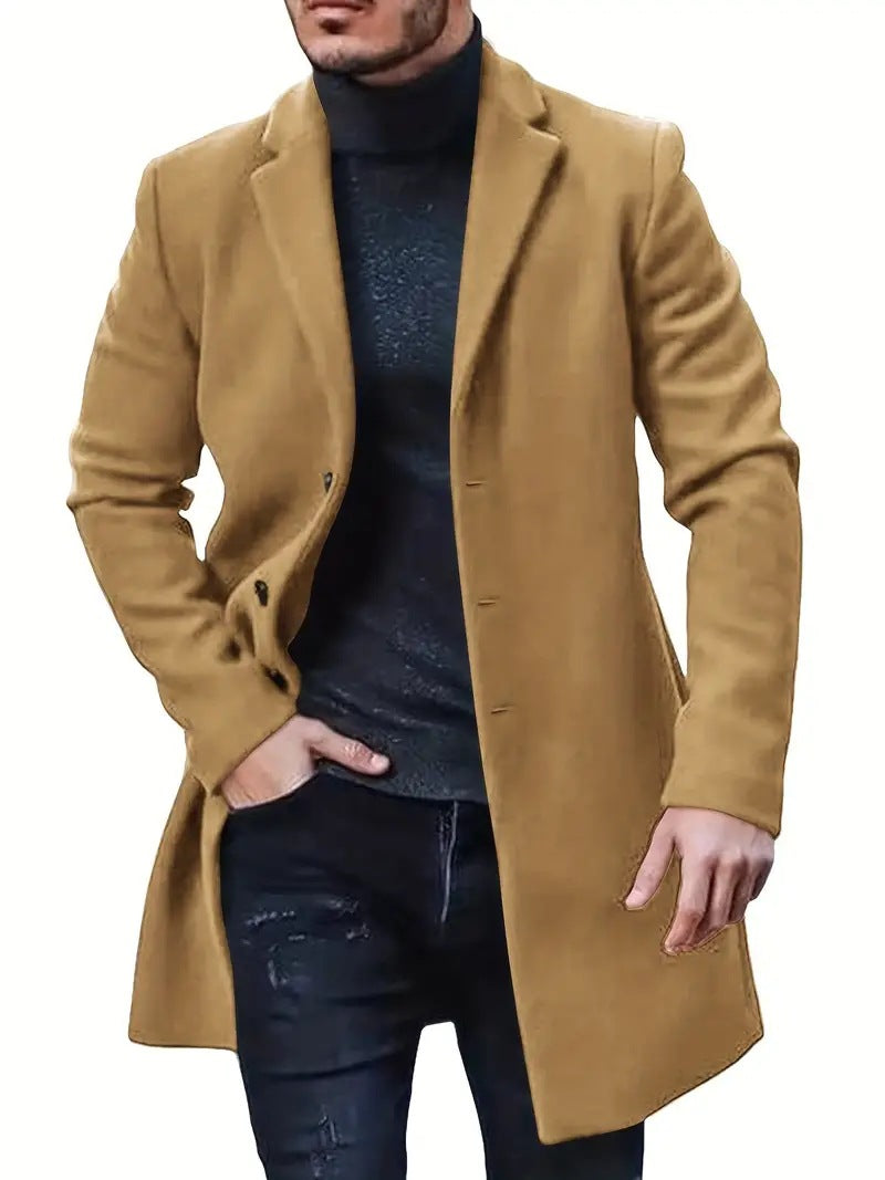 Herren eleganter Wollmantel mit modernem Schnitt und praktischen Taschen Aliams