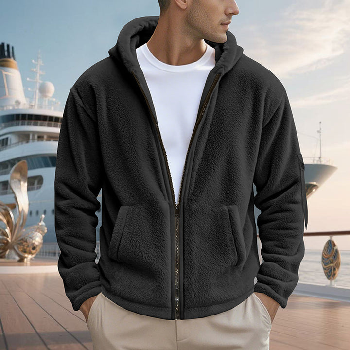 Herren Fleecejacke mit praktischem Reißverschluss und Kapuze Aliams