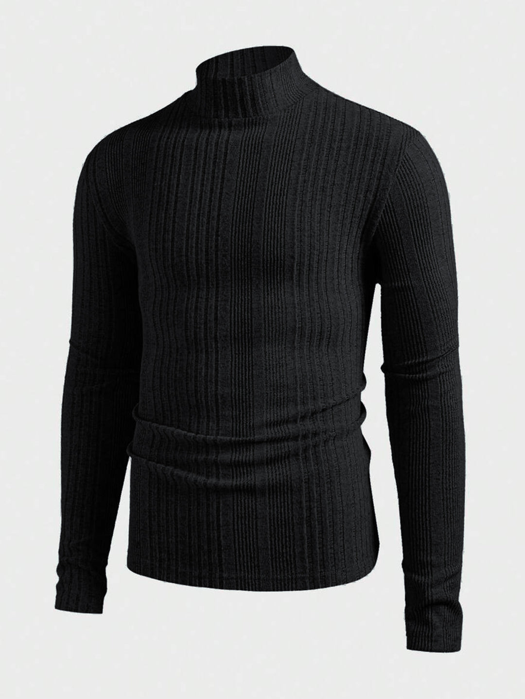 Herren Strickpullover mit hohem Kragen und Rippstruktur Aliams