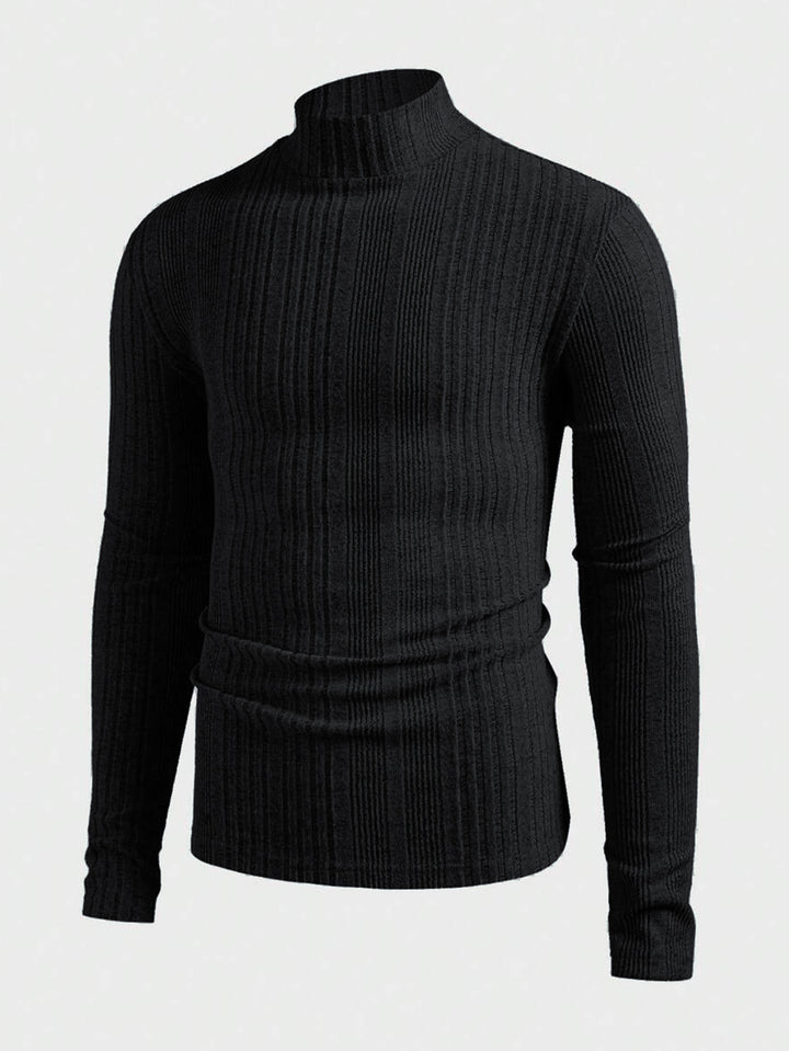 Herren Strickpullover mit hohem Kragen und Rippstruktur Aliams
