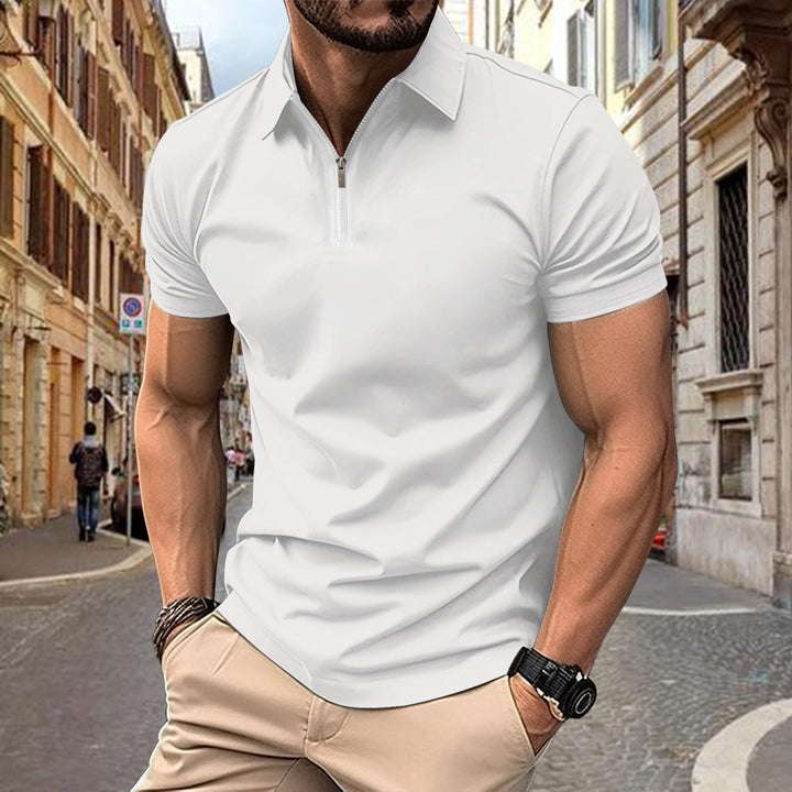 Herren Poloshirt mit kurzem Reißverschluss und modernem Stehkragen Aliams