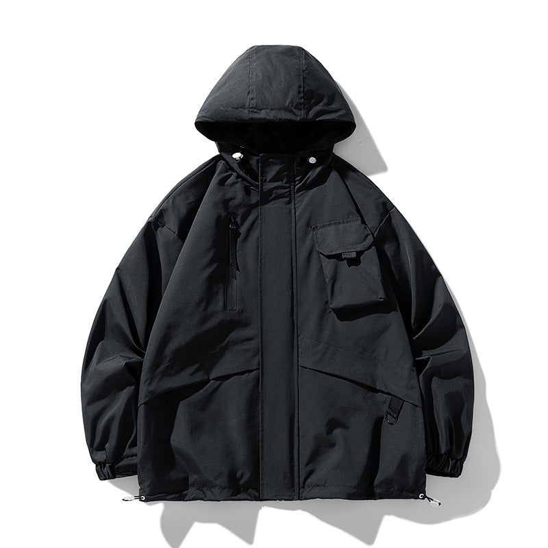 Unisex Funktionsjacke mit multifunktionalen Taschen und verstellbarem Kapuzenschutz Aliams