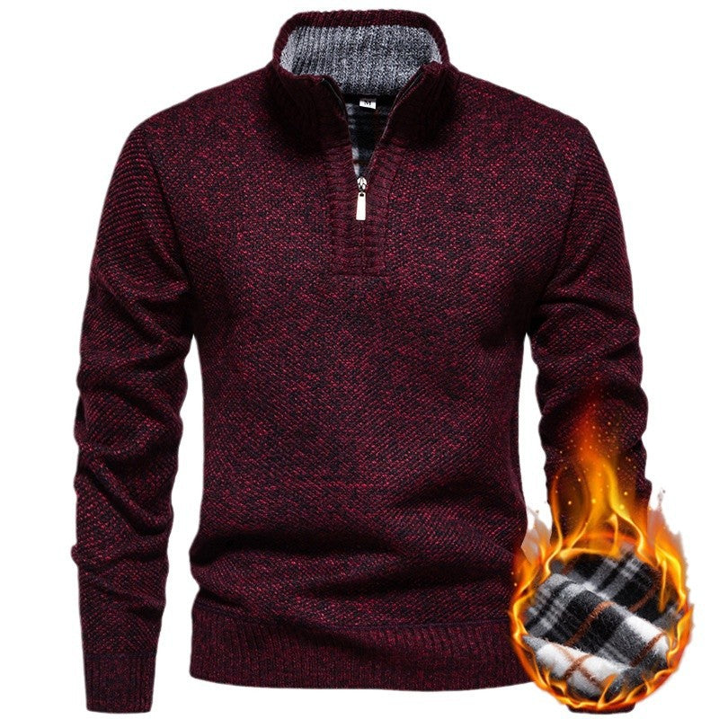 Herren Strickpullover mit halbem Reißverschluss und modischem Strukturdesign Aliams