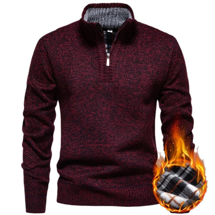 Herren Strickpullover mit halbem Reißverschluss und modischem Strukturdesign Aliams