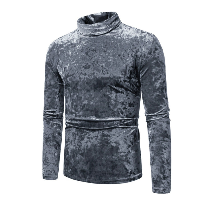 Herren eleganter Rollkragenpullover aus Samt Aliams