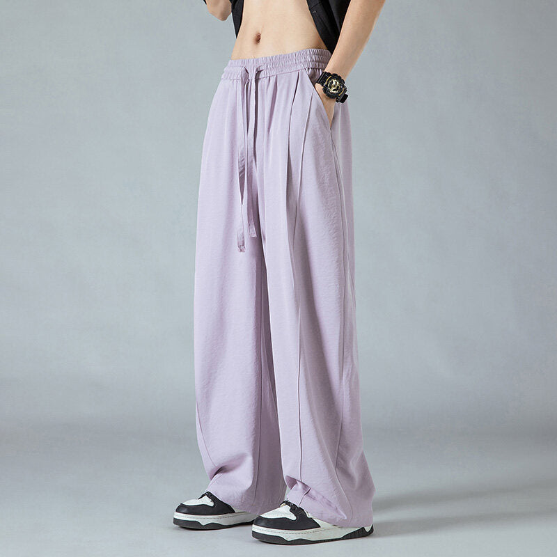 Herren Bequeme und lässige Stoffhose mit elastischem Bund und weit geschnittenem Schnitt Aliams