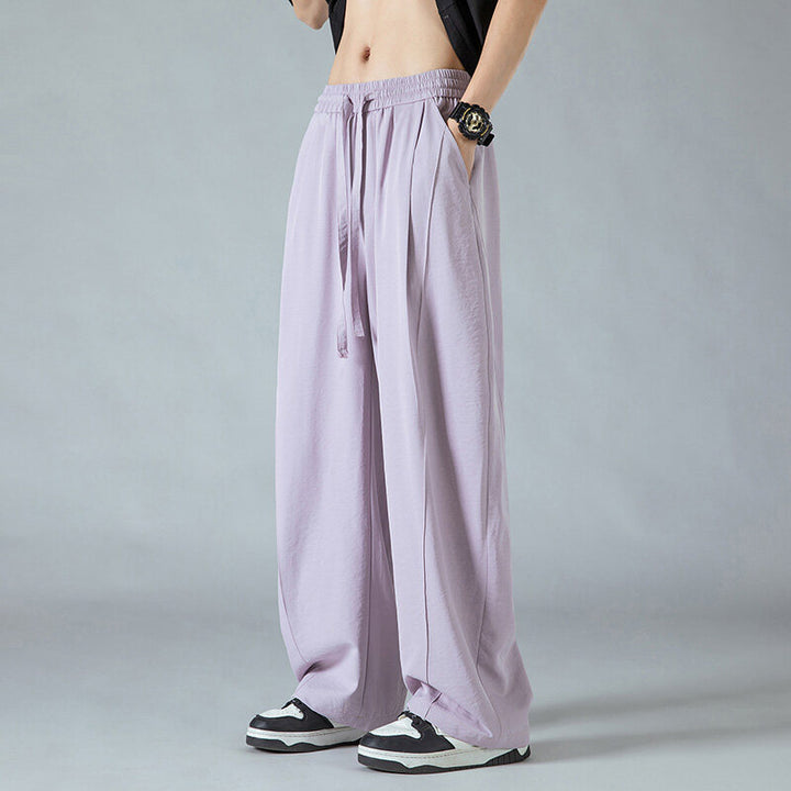 Herren Bequeme und lässige Stoffhose mit elastischem Bund und weit geschnittenem Schnitt Aliams