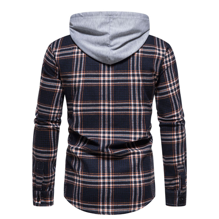 Herren Karo-Hemdjacke mit integrierter Kapuze und modernen Mustern Aliams