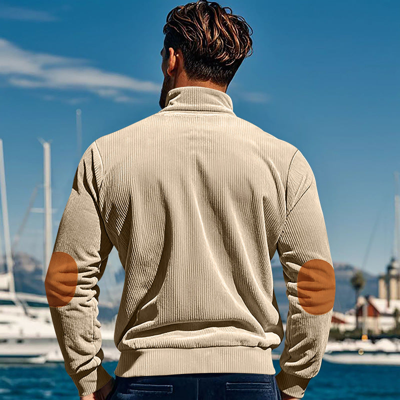 Herren bequemer Pullover mit Stehkragen und Knopfleiste Aliams