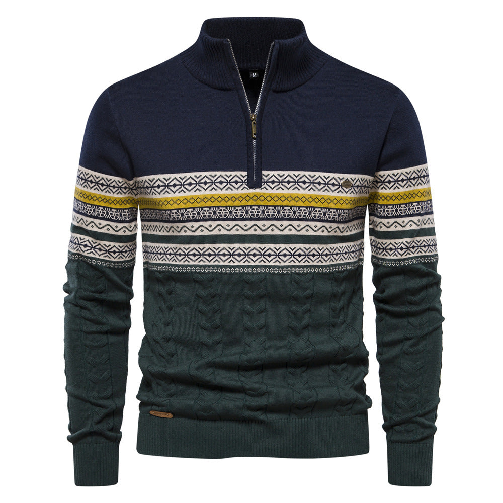 Herren Pullover mit modernem Zipper und attraktiven Farbmustern Aliams