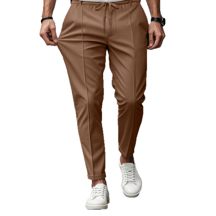 Herren elegante Chino-Hose mit elastischem Bund und seitlichen Taschen Aliams