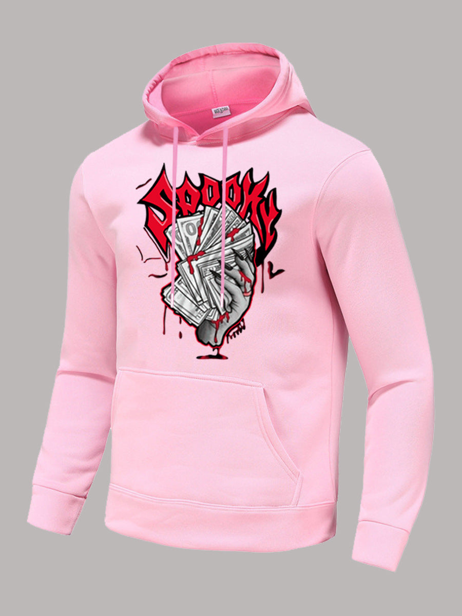 Herren Hoodie mit auffälligem Grafikerdruck und bequemen Kängurutaschen Aliams