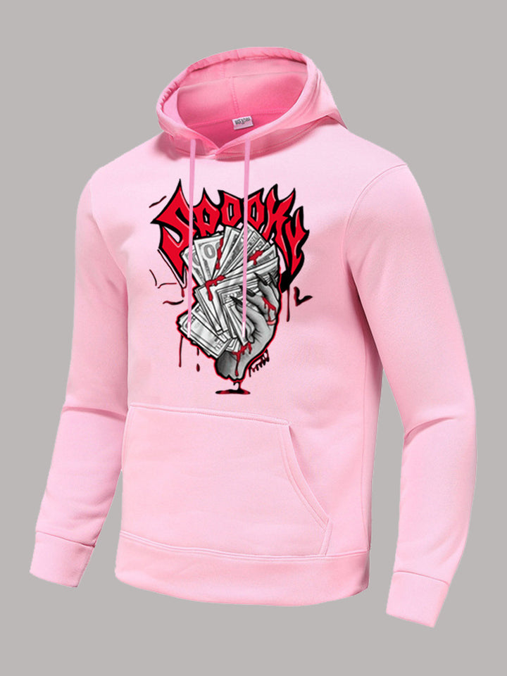 Herren Hoodie mit auffälligem Grafikerdruck und bequemen Kängurutaschen Aliams