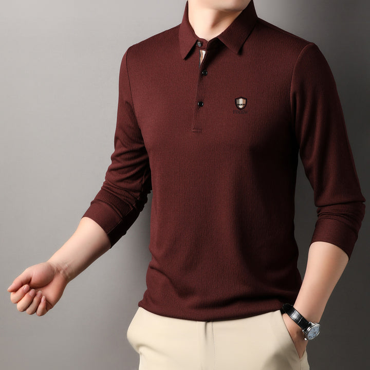 Herren elegantes Langarm Poloshirt mit strukturiertem Material und sportlichem Design Aliams