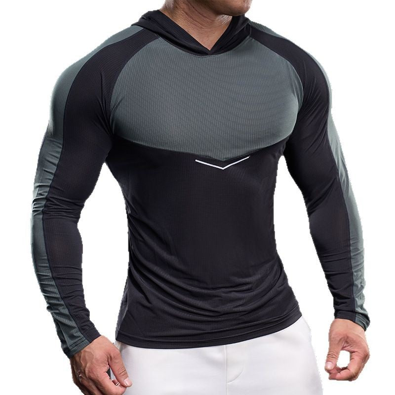 Herren sportliches Langarm-Funktionsshirt mit Kapuze und atmungsaktivem Design Aliams