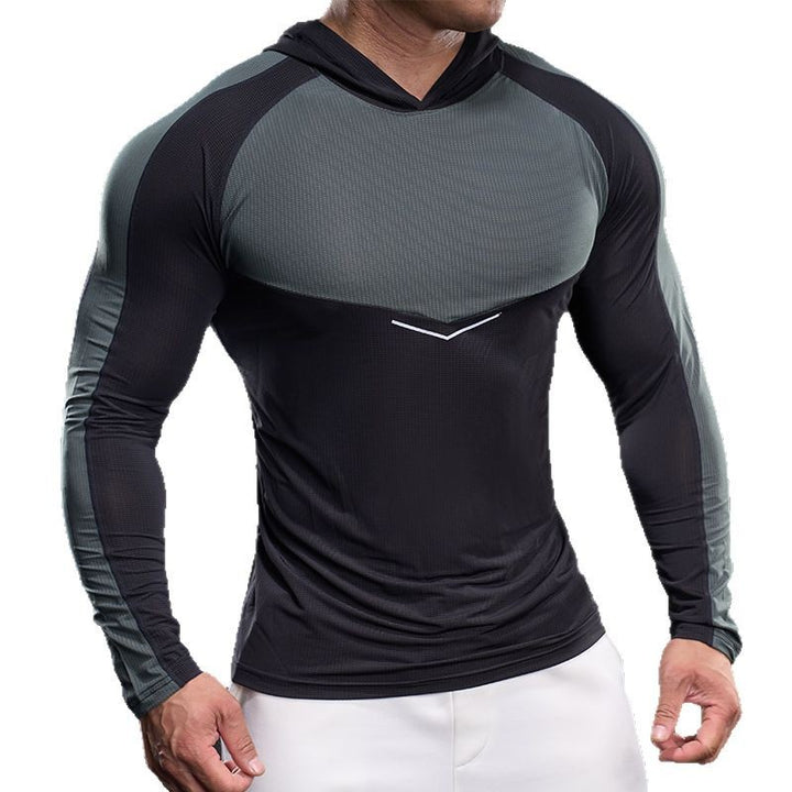 Herren sportliches Langarm-Funktionsshirt mit Kapuze und atmungsaktivem Design Aliams