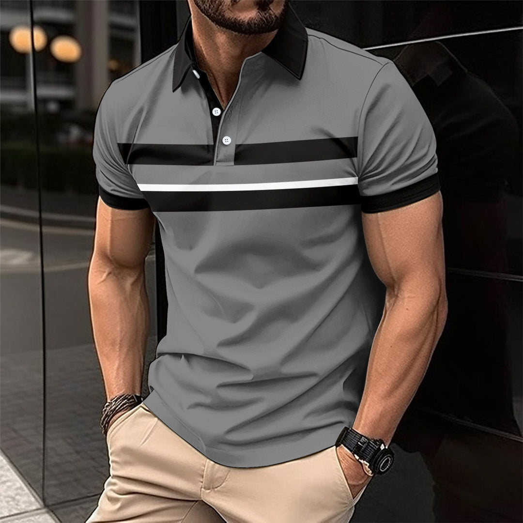 Herren Kurzarm Poloshirt mit modernen Streifen Aliams