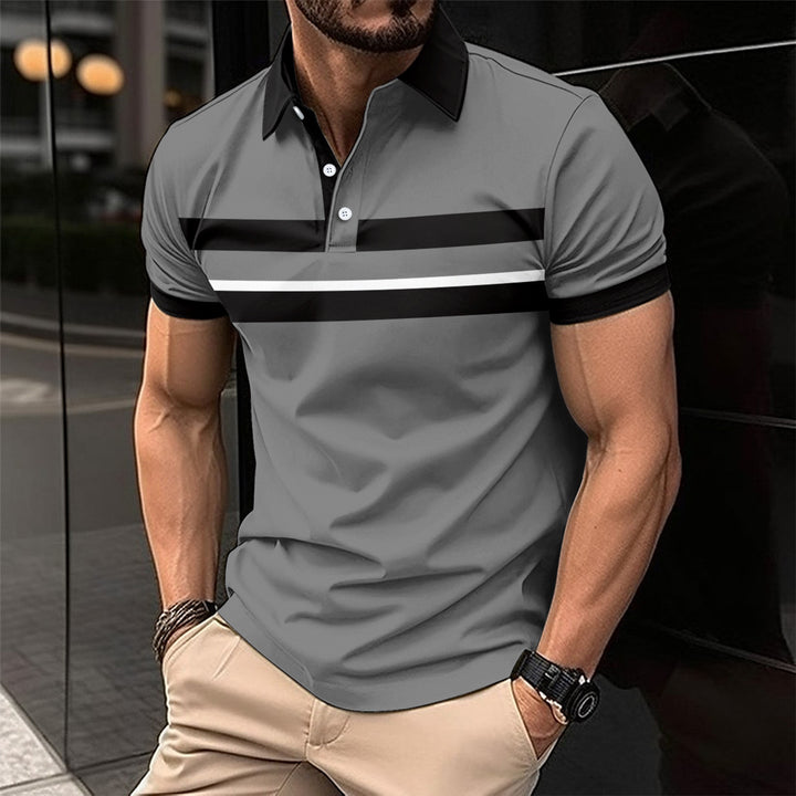 Herren Kurzarm Poloshirt mit modernen Streifen Aliams
