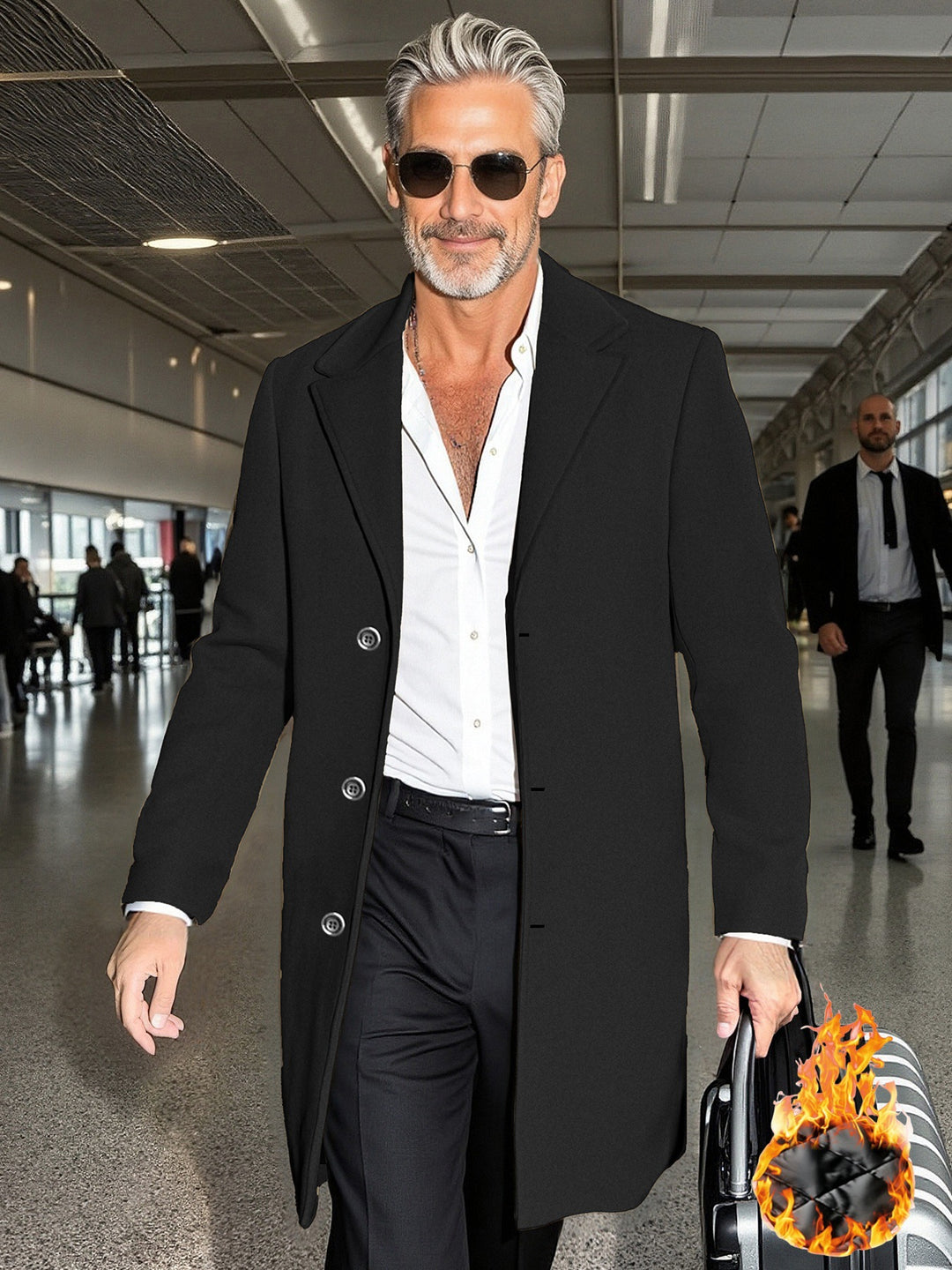 Herren Eleganter Hochwertiger Doppeltunnelmantel Aliams