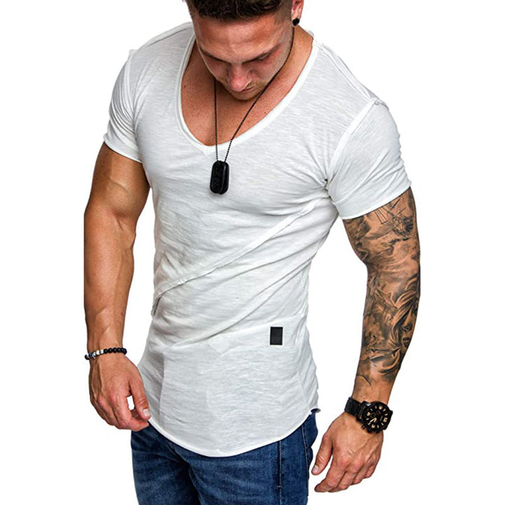Herren V-Ausschnitt T-Shirt aus hochwertiger Baumwolle mit strukturierter Oberfläche Aliams